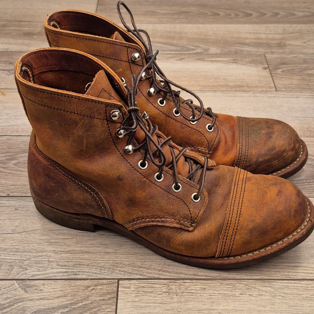 RED WING Iron Ranger 8085 Copper Brown Leather Sz 10.5 D Mens Lace Up Work Boots